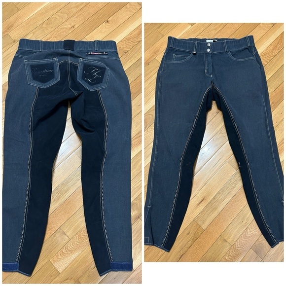 HORZE Royal Equus Full Seat Breeches Denim Equestrian Horseback Riding Large - Picture 1 of 16